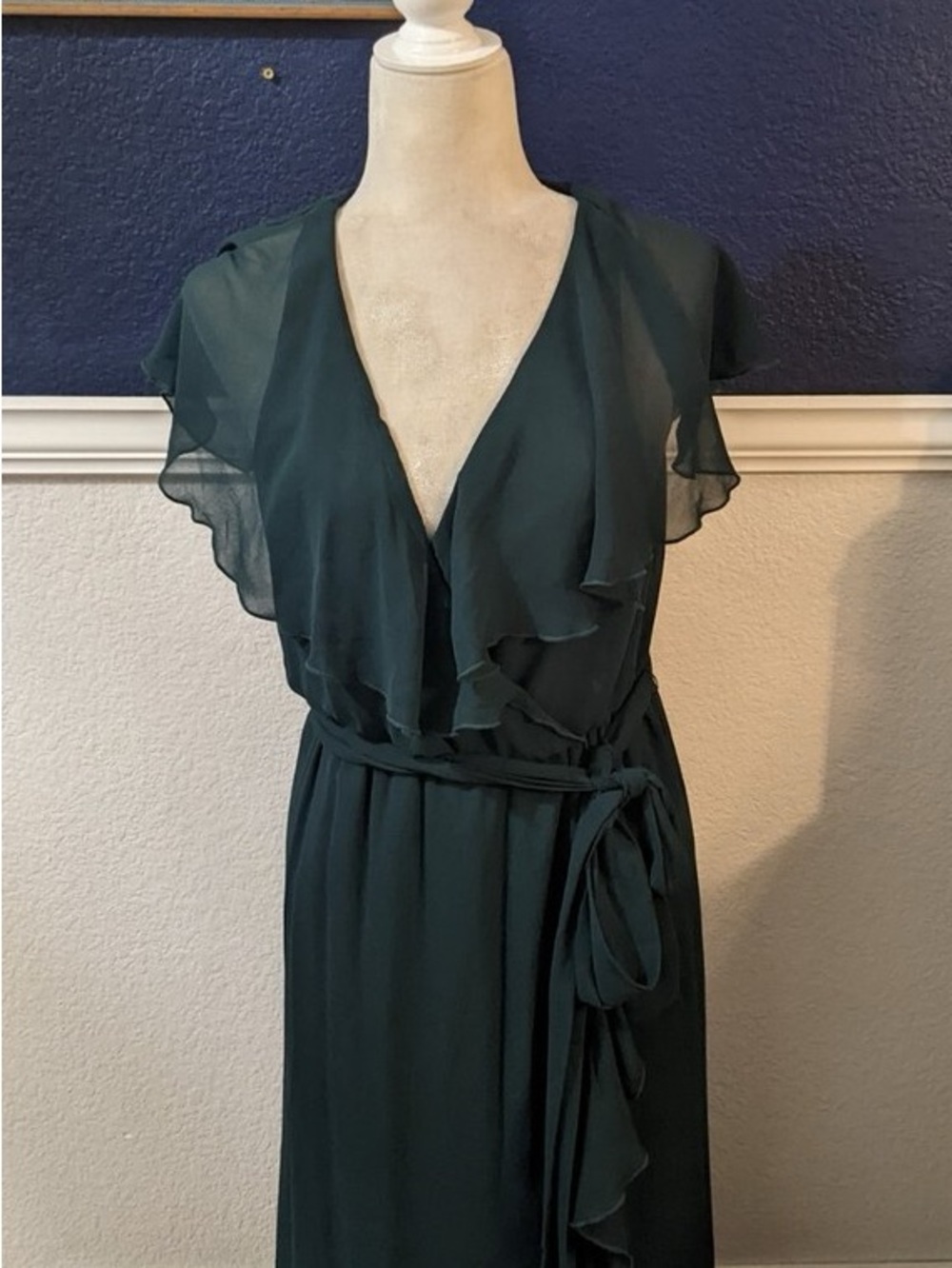Show Me Your MuMu Emerald/Forrest Green Ruffle Wrap Maxi Dress - Picture 6 of 9